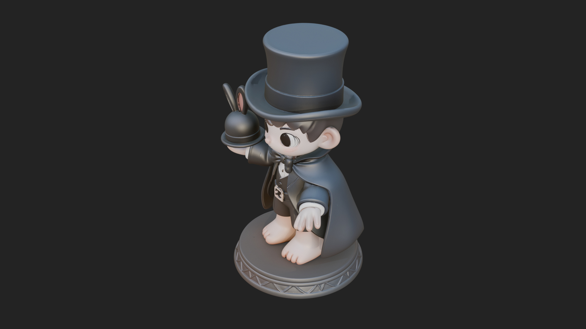 Chibi Magician with Rabbit Statue Design 3 3D Print Model 3D Model