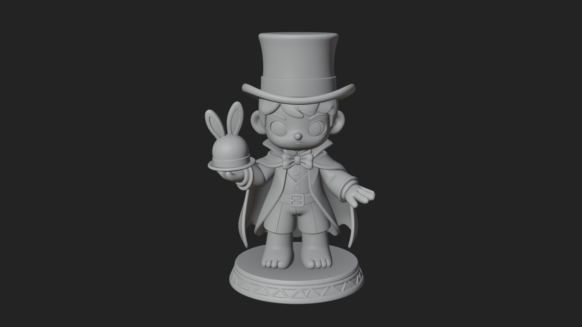 Chibi Magician with Rabbit Statue Design 3 3D Print Model 3D Model