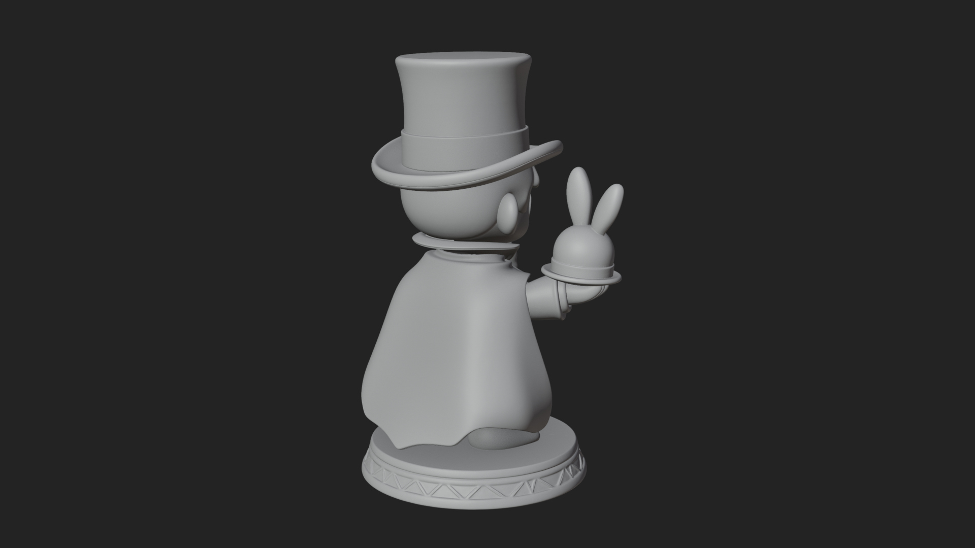 Chibi Magician with Rabbit Statue Design 3 3D Print Model 3D Model
