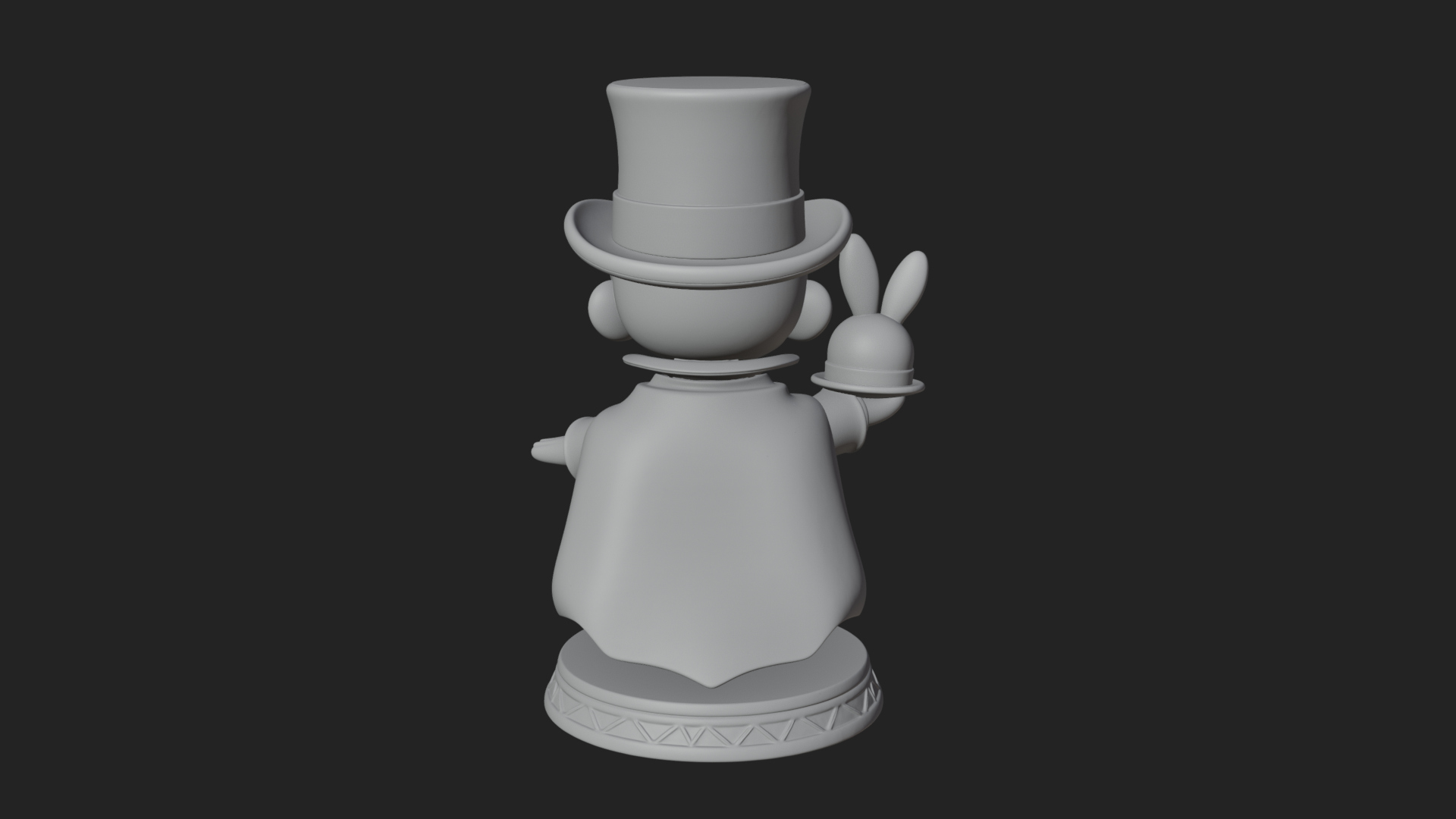 Chibi Magician with Rabbit Statue Design 3 3D Print Model 3D Model