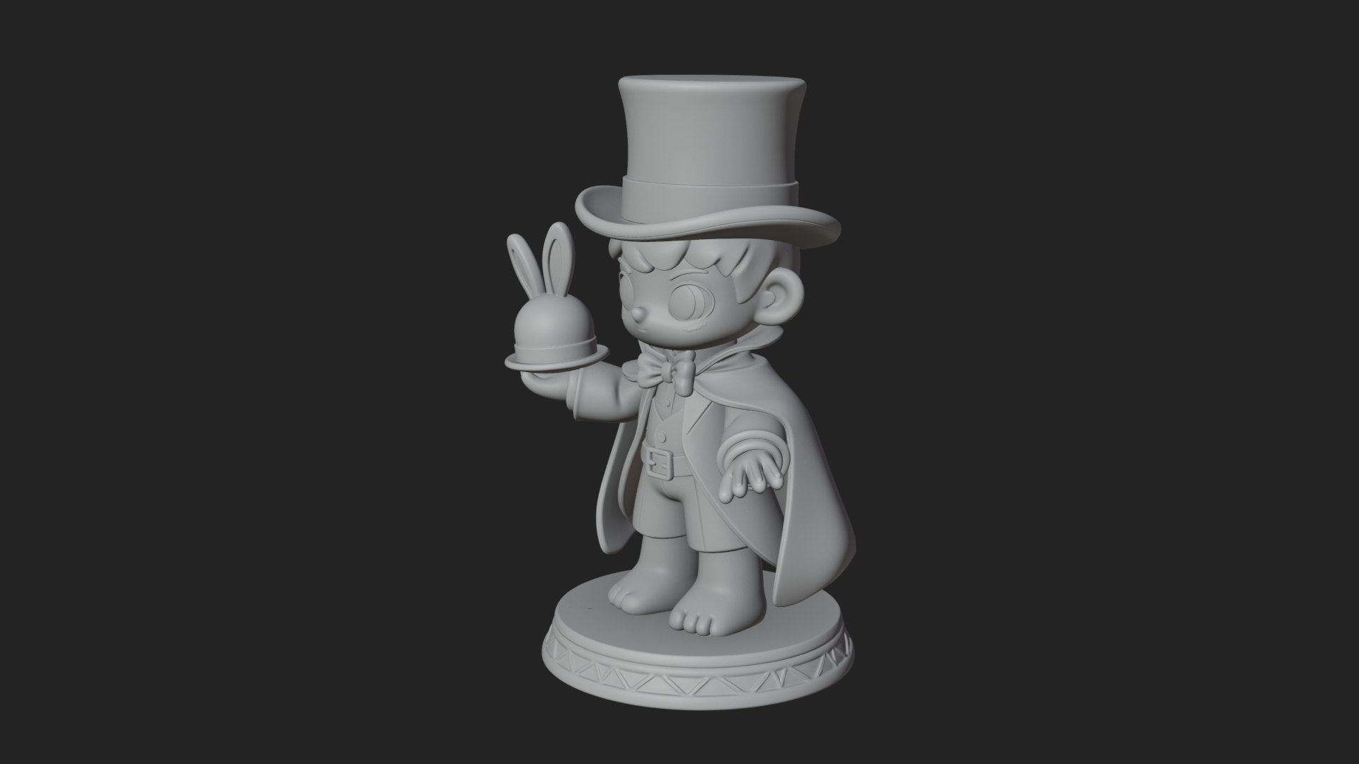 Chibi Magician with Rabbit Statue Design 3 3D Print Model 3D Model