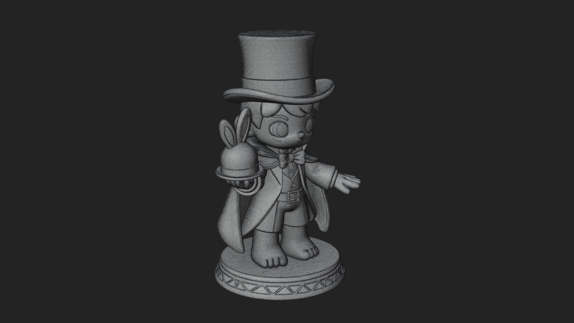 Chibi Magician with Rabbit Statue Design 3 3D Print Model 3D Model