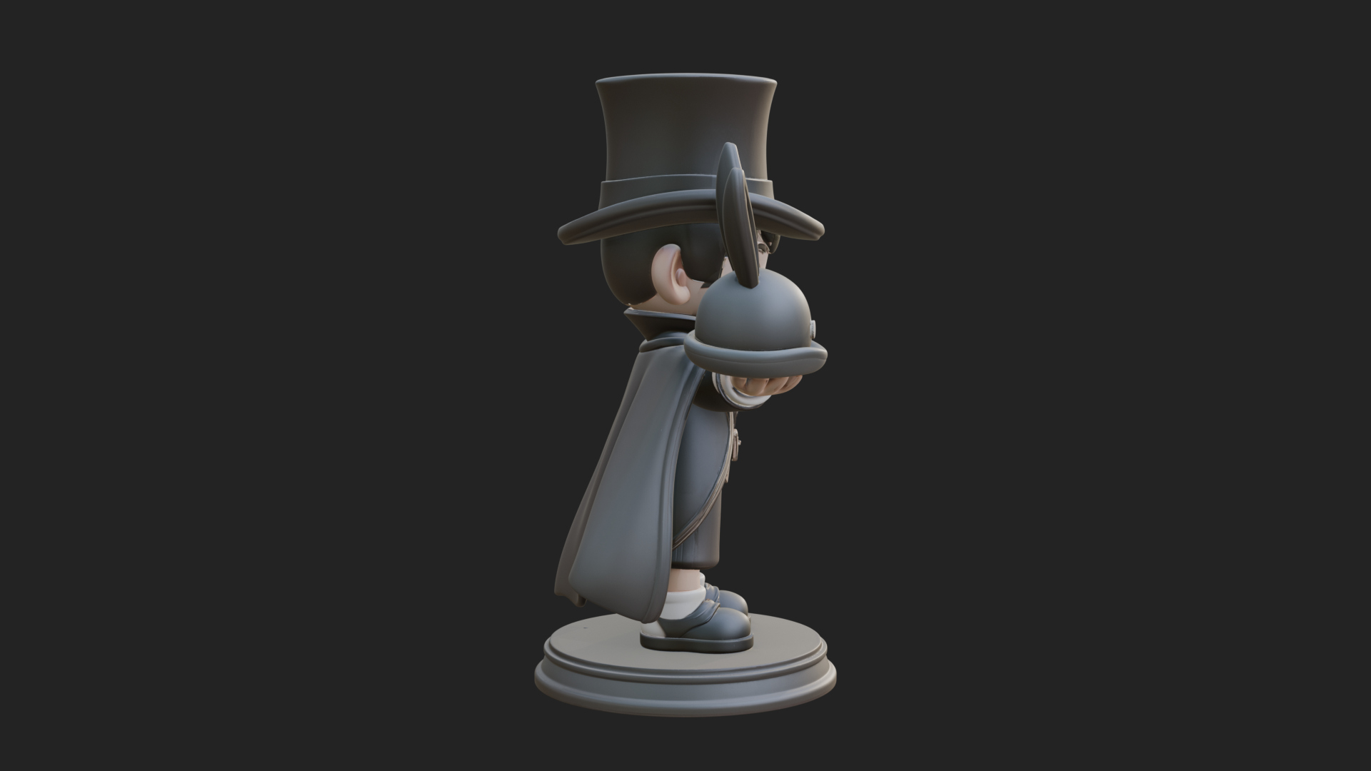 Chibi Magician with Rabbit Statue Design 4 3D Print Model 3D Model