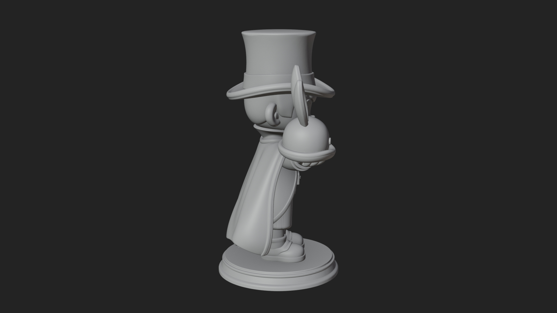 Chibi Magician with Rabbit Statue Design 4 3D Print Model 3D Model