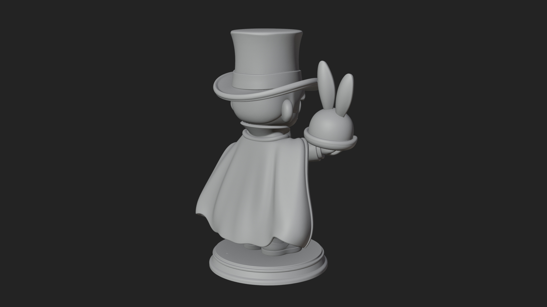 Chibi Magician with Rabbit Statue Design 4 3D Print Model 3D Model