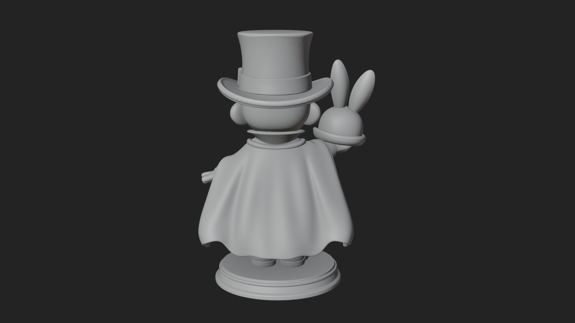 Chibi Magician with Rabbit Statue Design 4 3D Print Model 3D Model