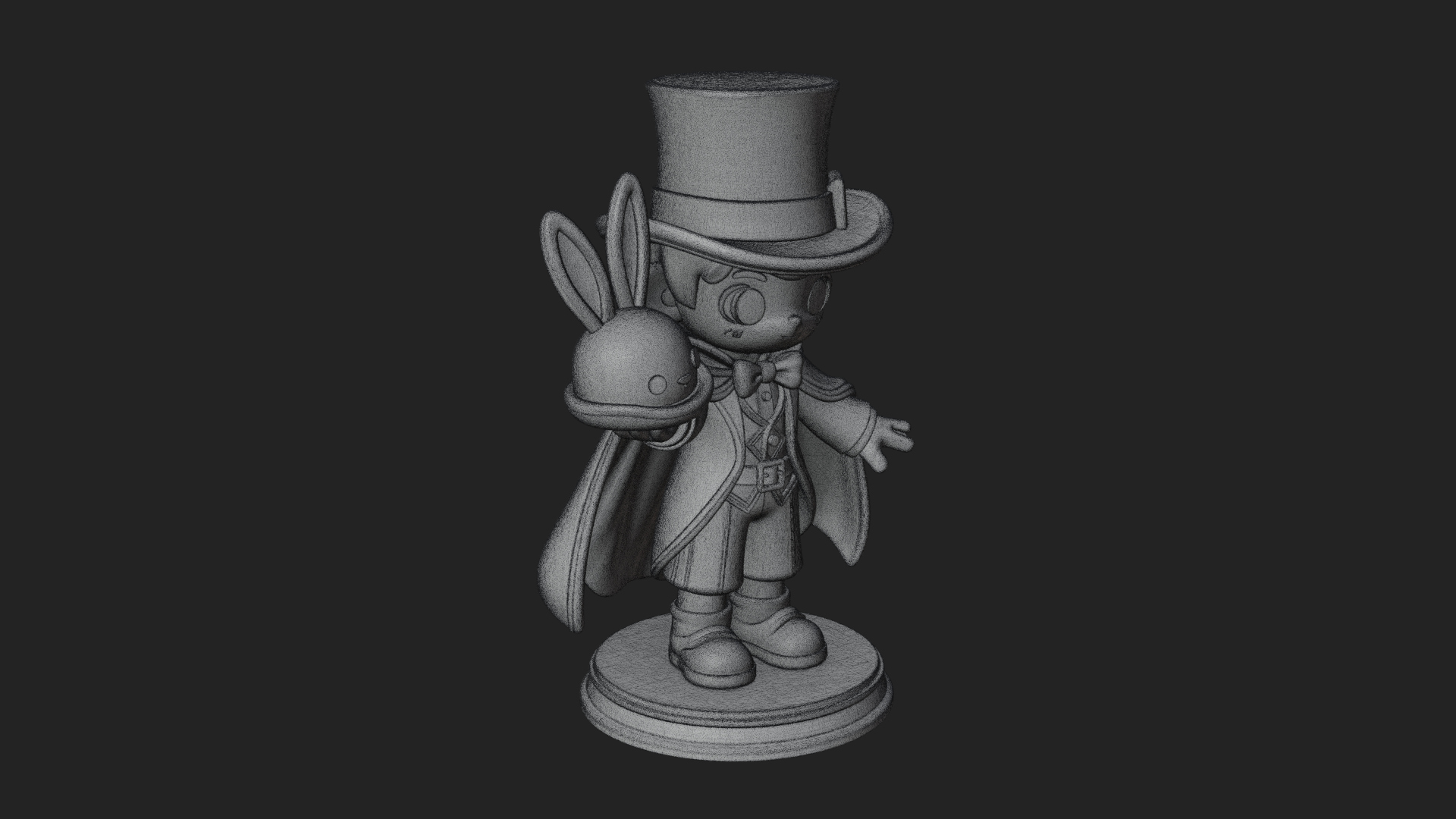 Chibi Magician with Rabbit Statue Design 4 3D Print Model 3D Model
