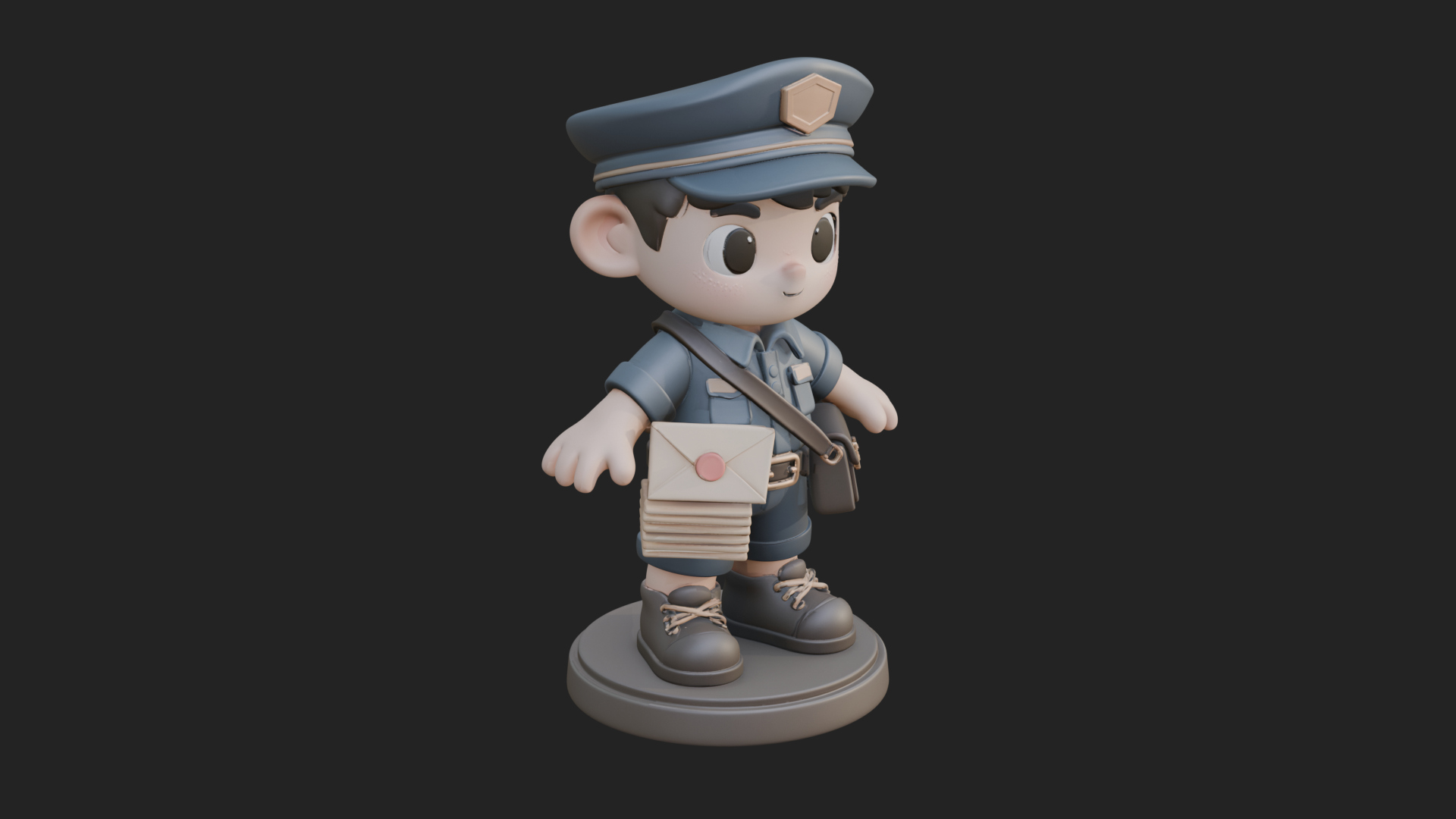 Chibi Mail Carrier Statue Design 1 3D Print Model 3D Model