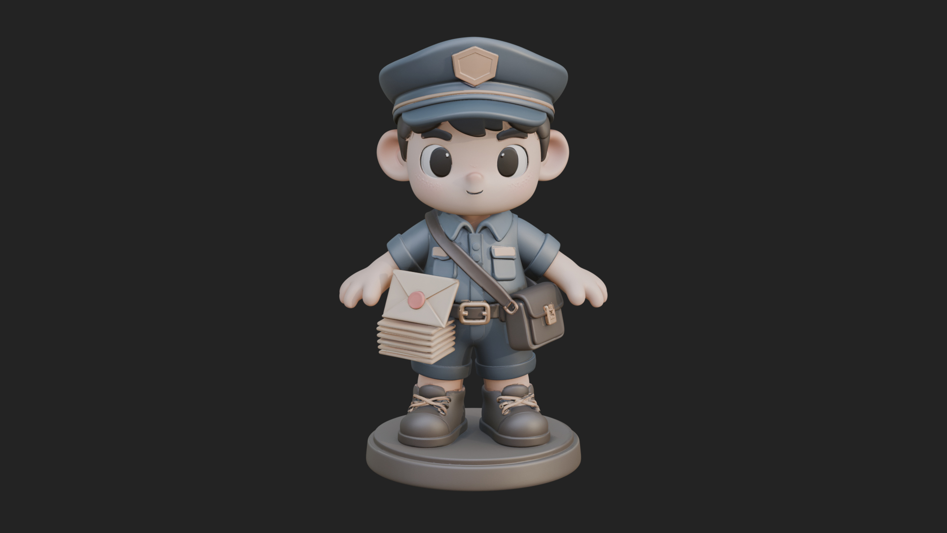 Chibi Mail Carrier Statue Design 1 3D Print Model 3D Model