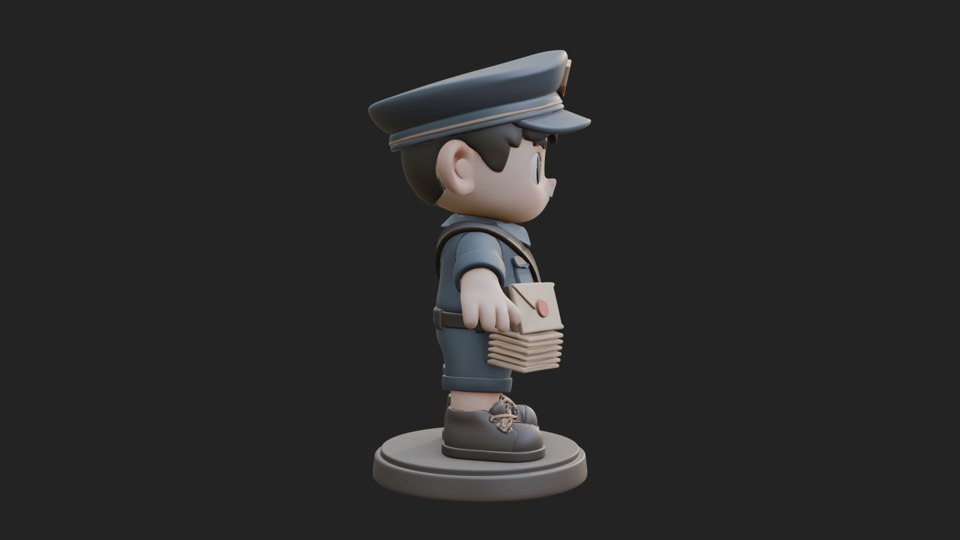 Chibi Mail Carrier Statue Design 1 3D Print Model 3D Model