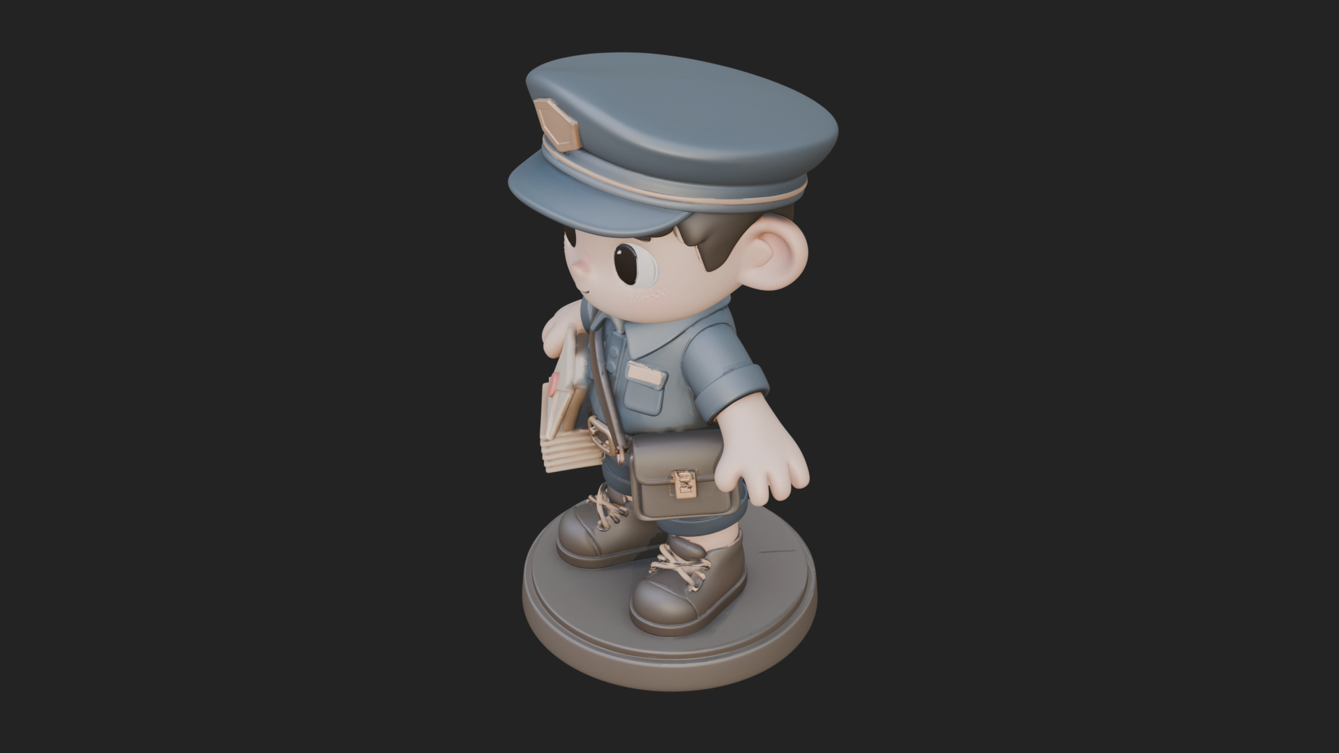 Chibi Mail Carrier Statue Design 1 3D Print Model 3D Model