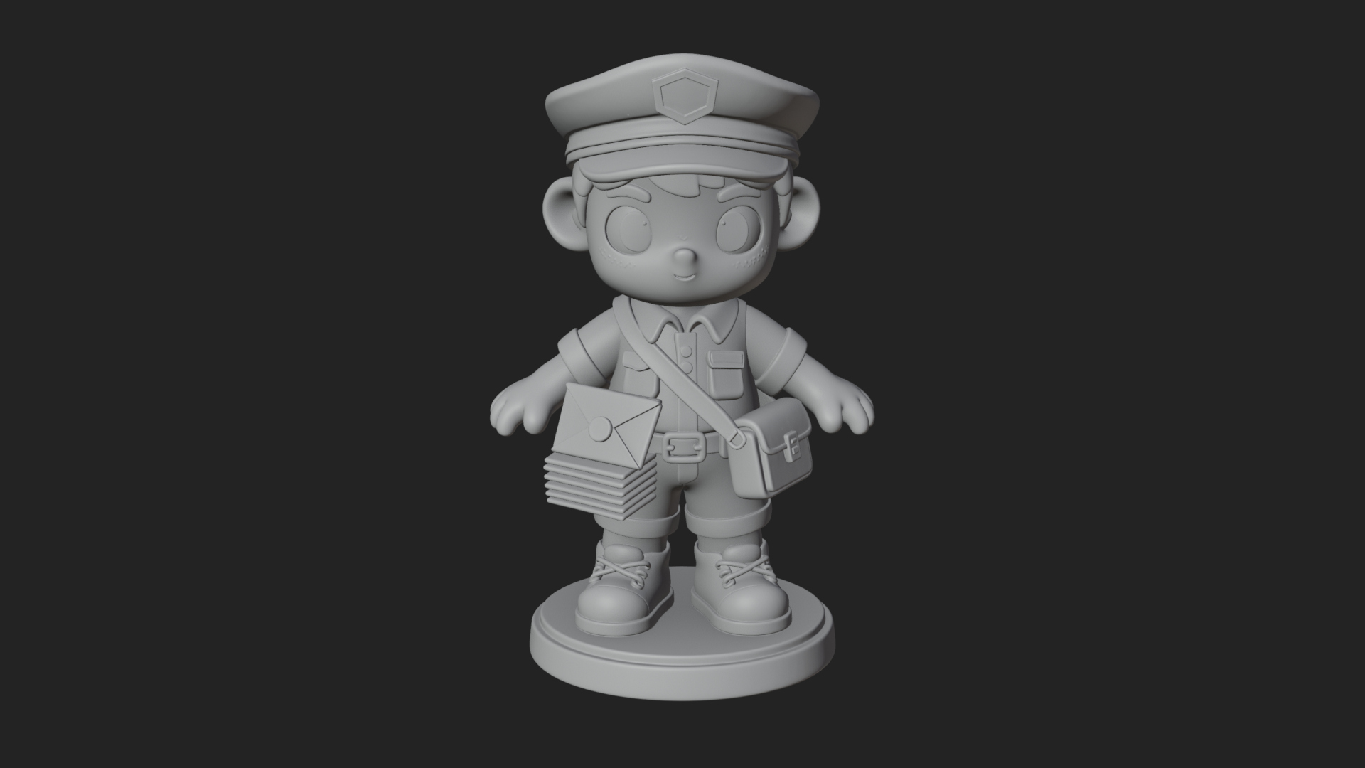 Chibi Mail Carrier Statue Design 1 3D Print Model 3D Model