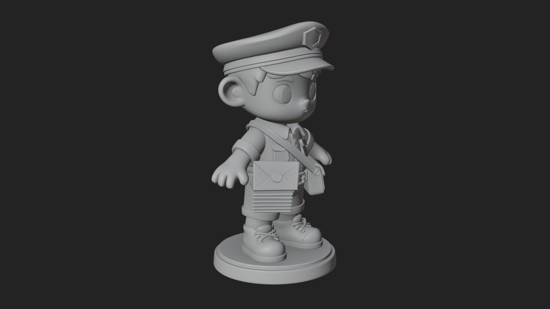 Chibi Mail Carrier Statue Design 1 3D Print Model 3D Model
