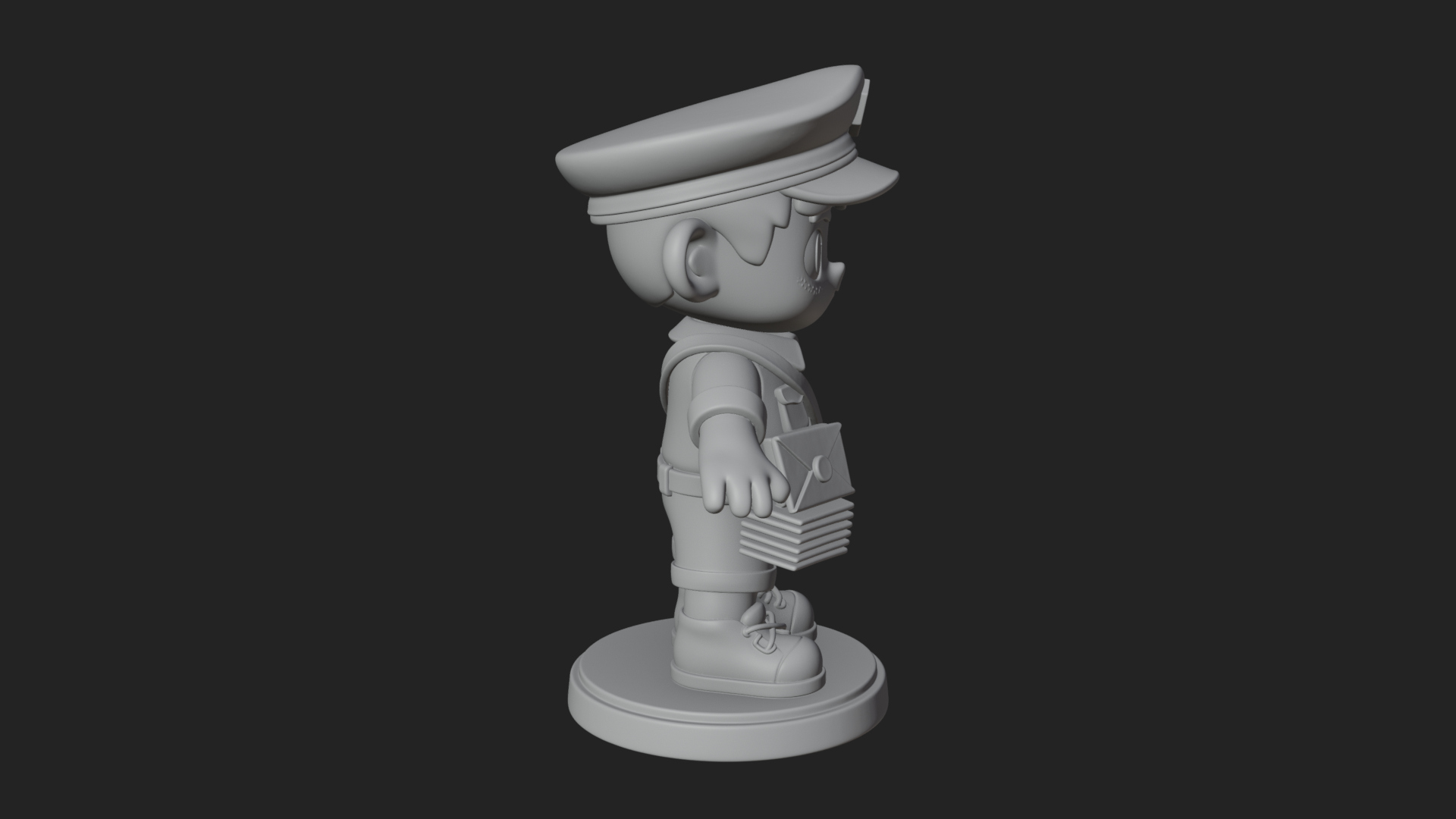 Chibi Mail Carrier Statue Design 1 3D Print Model 3D Model