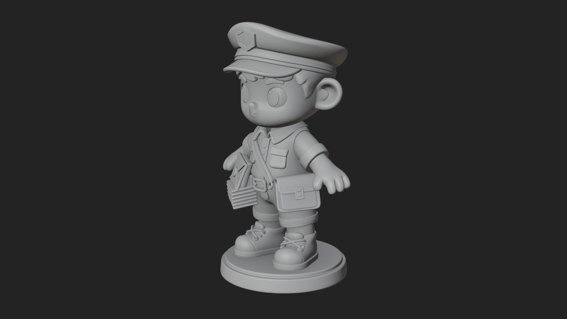 Chibi Mail Carrier Statue Design 1 3D Print Model 3D Model