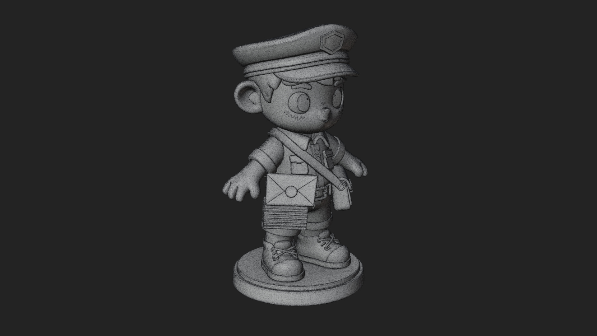 Chibi Mail Carrier Statue Design 1 3D Print Model 3D Model