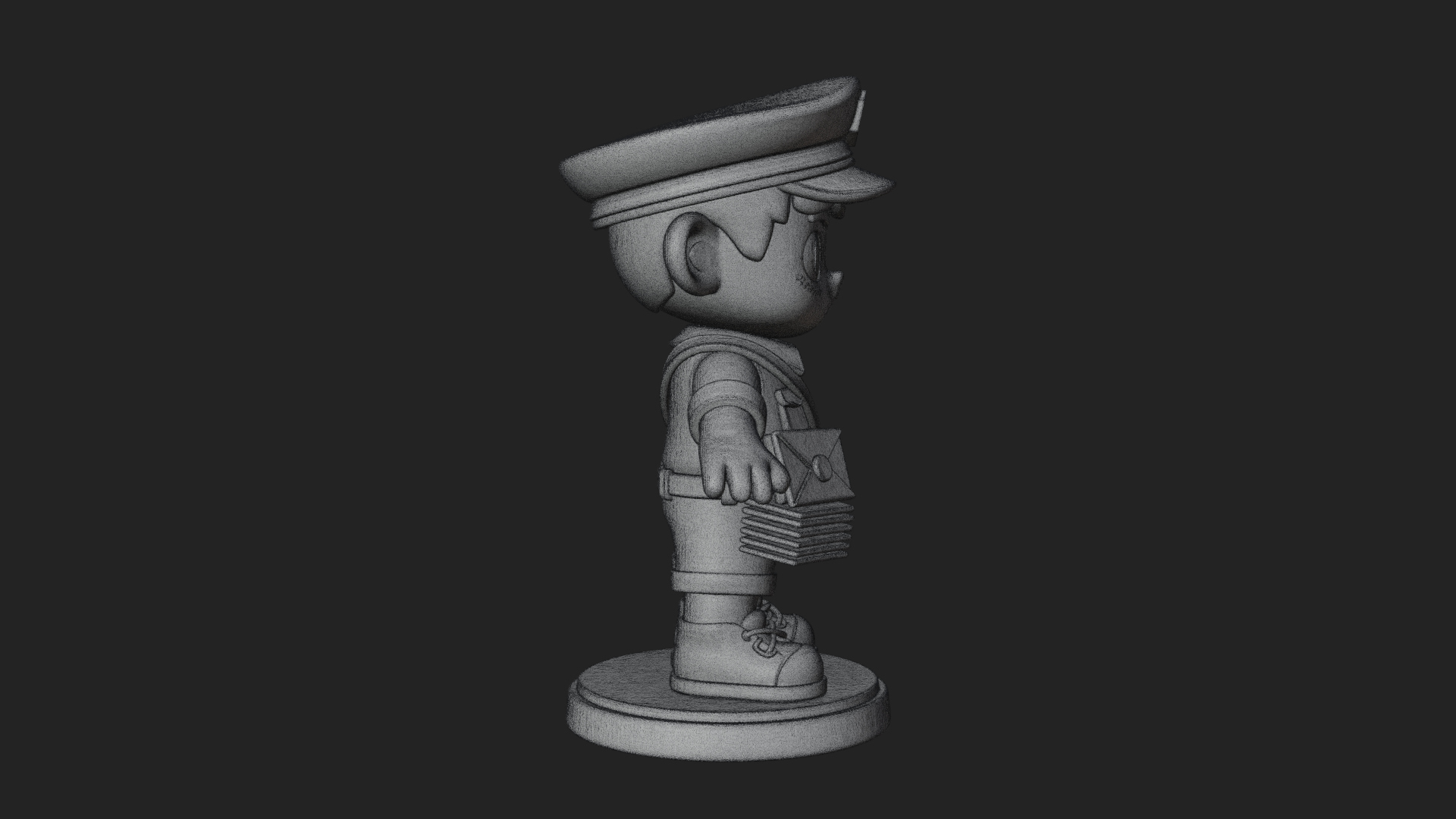 Chibi Mail Carrier Statue Design 1 3D Print Model 3D Model