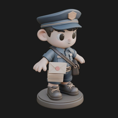 Chibi Mail Carrier Statue Design 1 3D Print Model