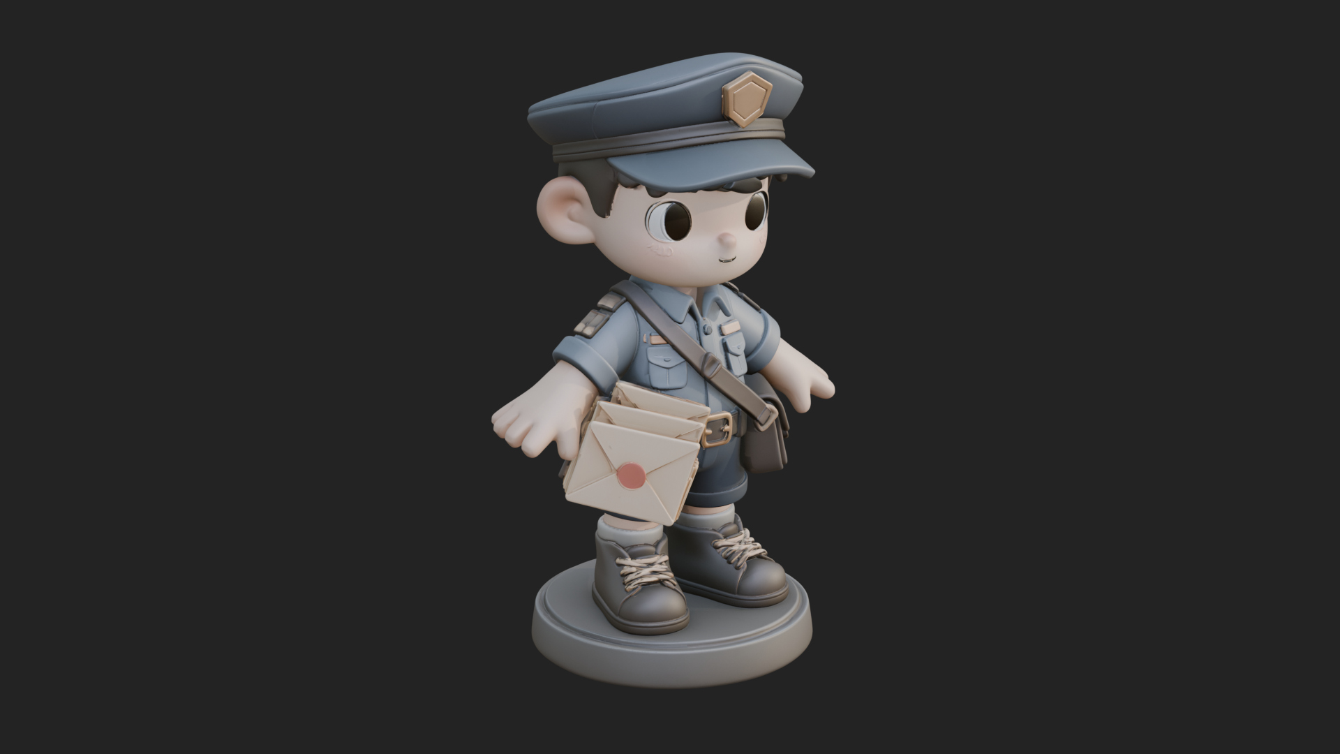 Chibi Mail Carrier Statue Design 2 3D Print Model 3D Model