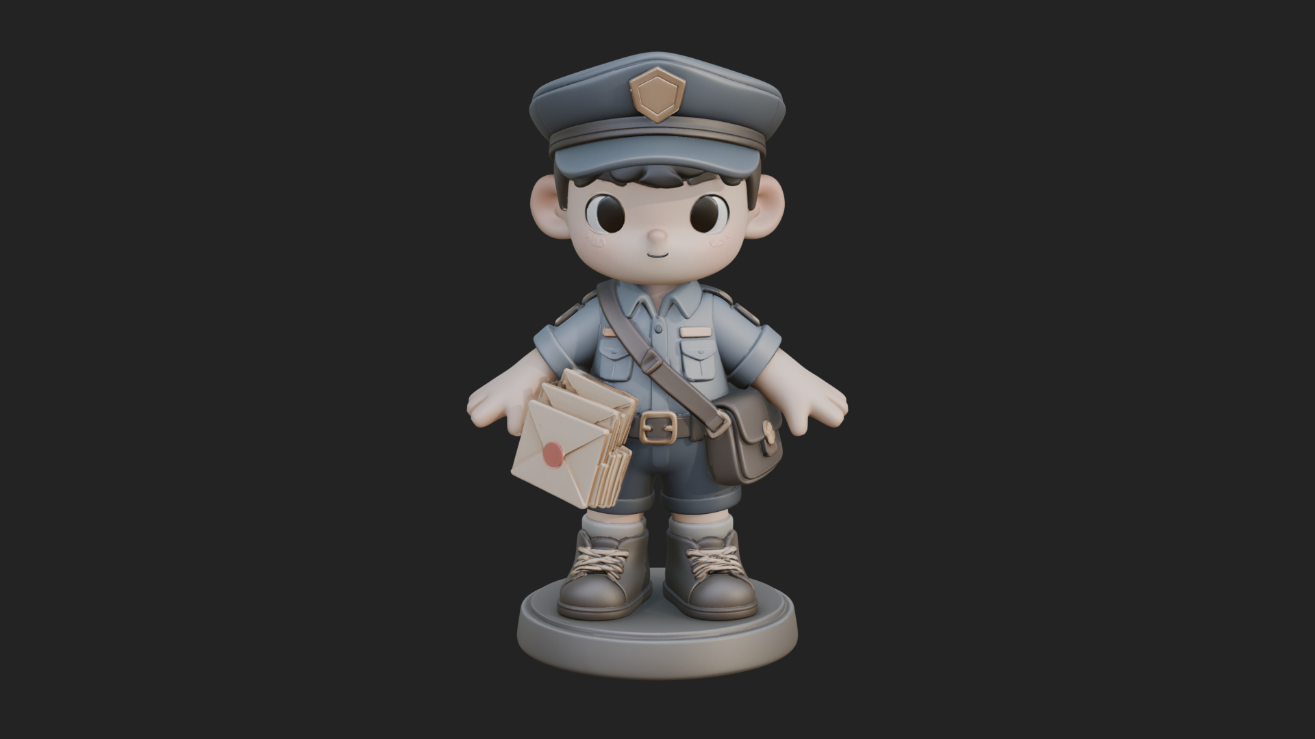 Chibi Mail Carrier Statue Design 2 3D Print Model 3D Model