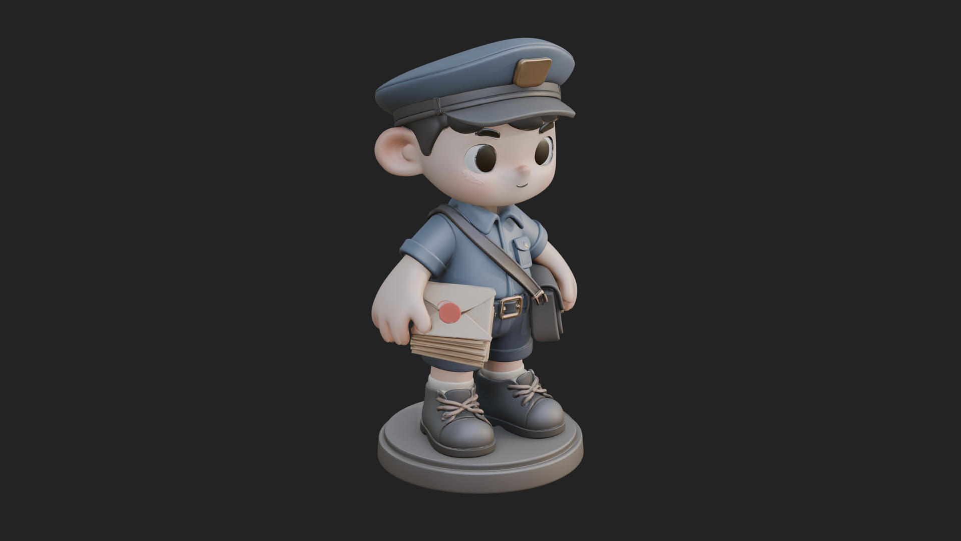 Chibi Mail Carrier Statue Design 3 3D Print Model 3D Model