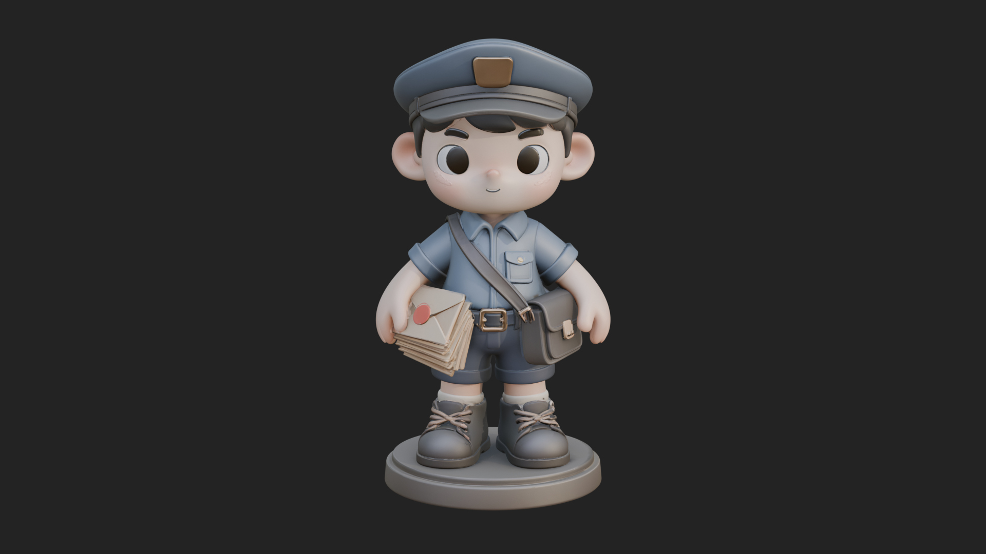 Chibi Mail Carrier Statue Design 3 3D Print Model 3D Model