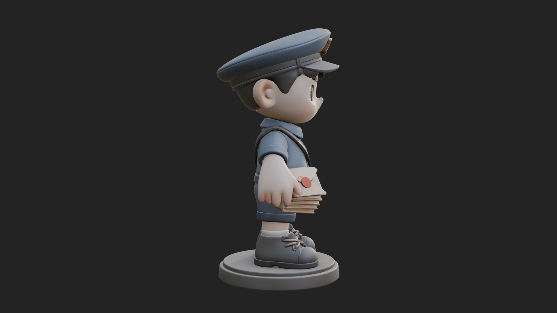 Chibi Mail Carrier Statue Design 3 3D Print Model 3D Model
