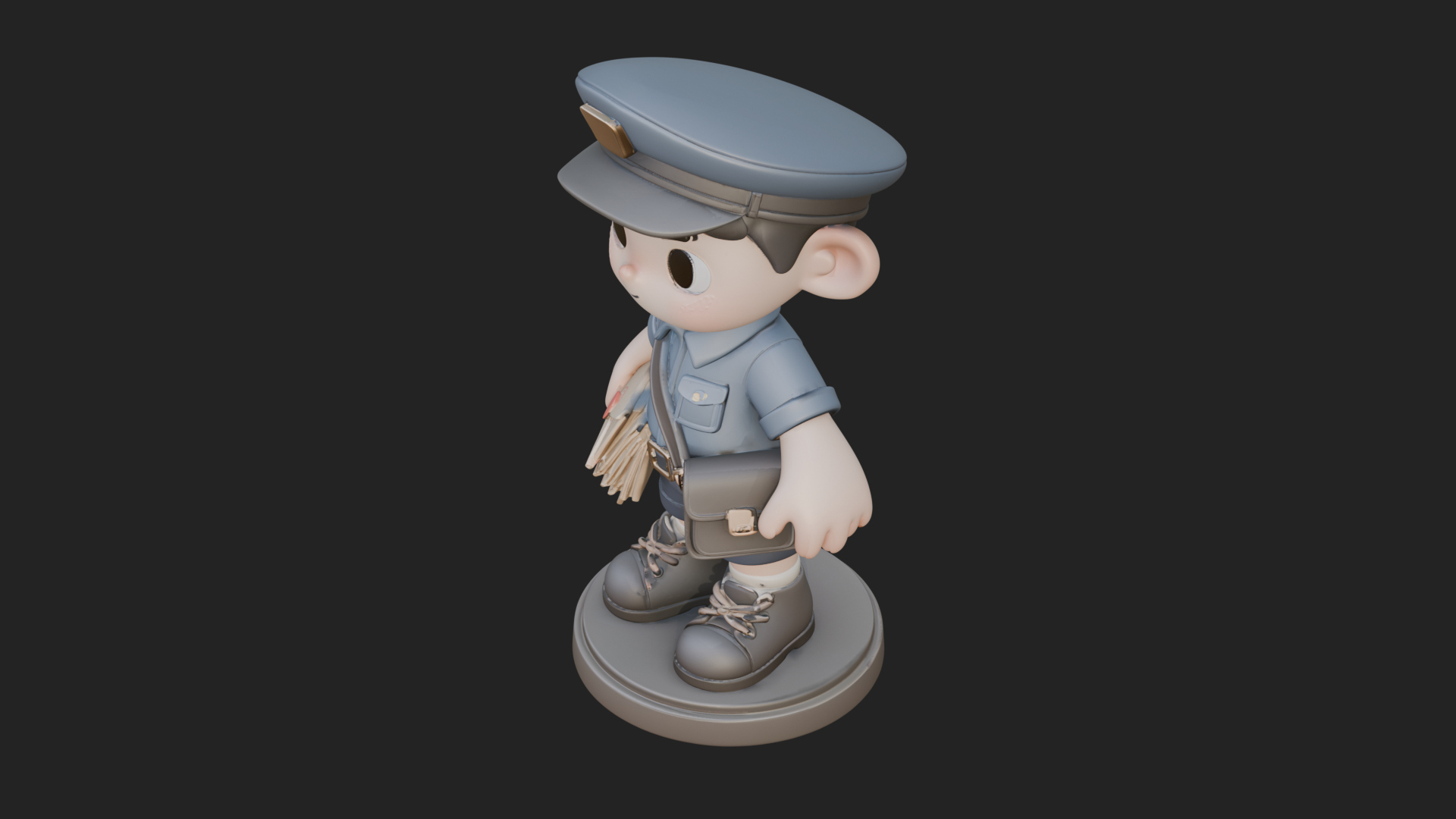 Chibi Mail Carrier Statue Design 3 3D Print Model 3D Model