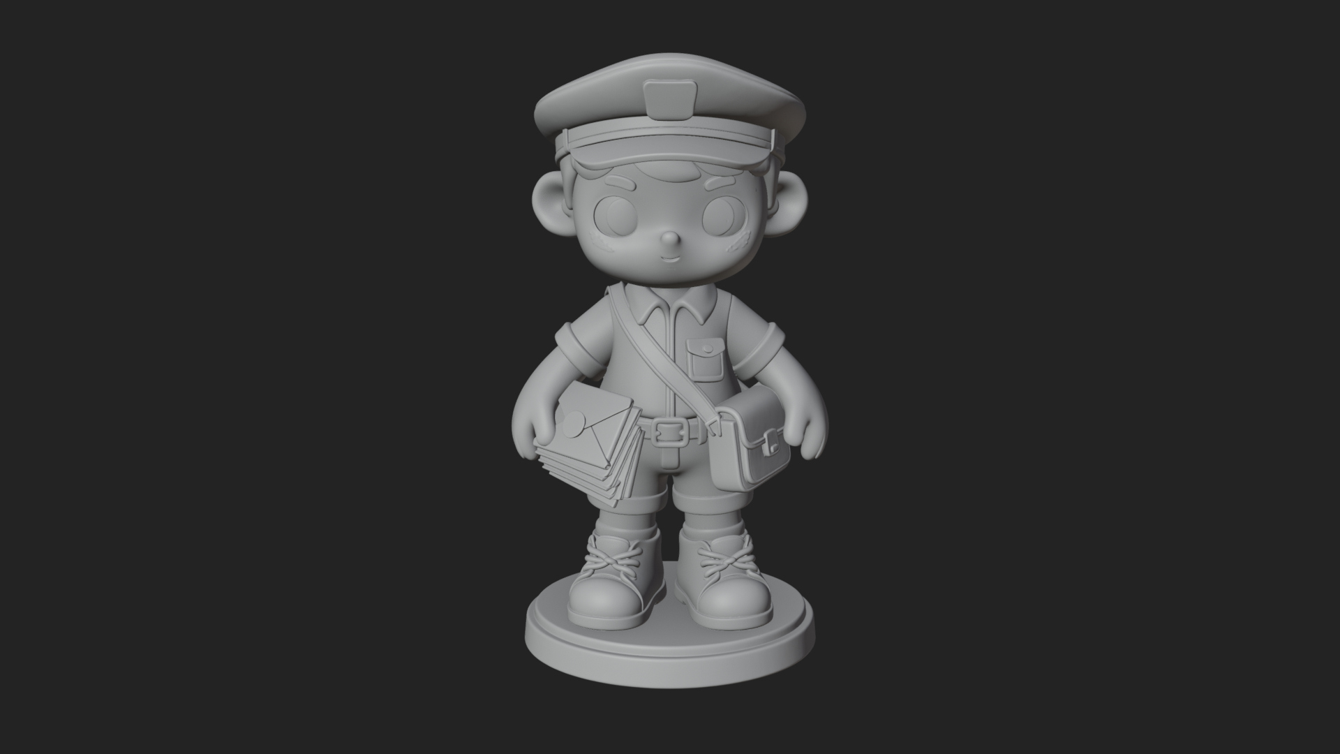 Chibi Mail Carrier Statue Design 3 3D Print Model 3D Model