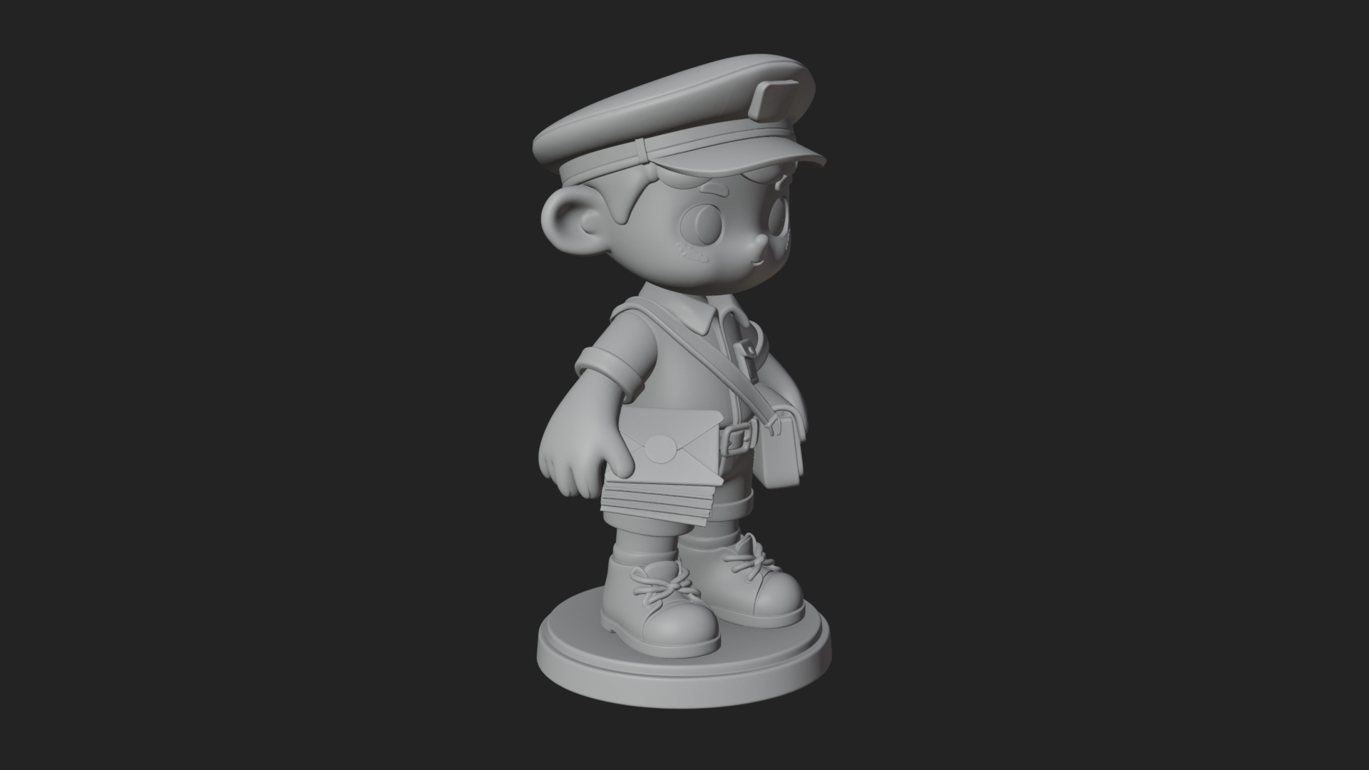 Chibi Mail Carrier Statue Design 3 3D Print Model 3D Model