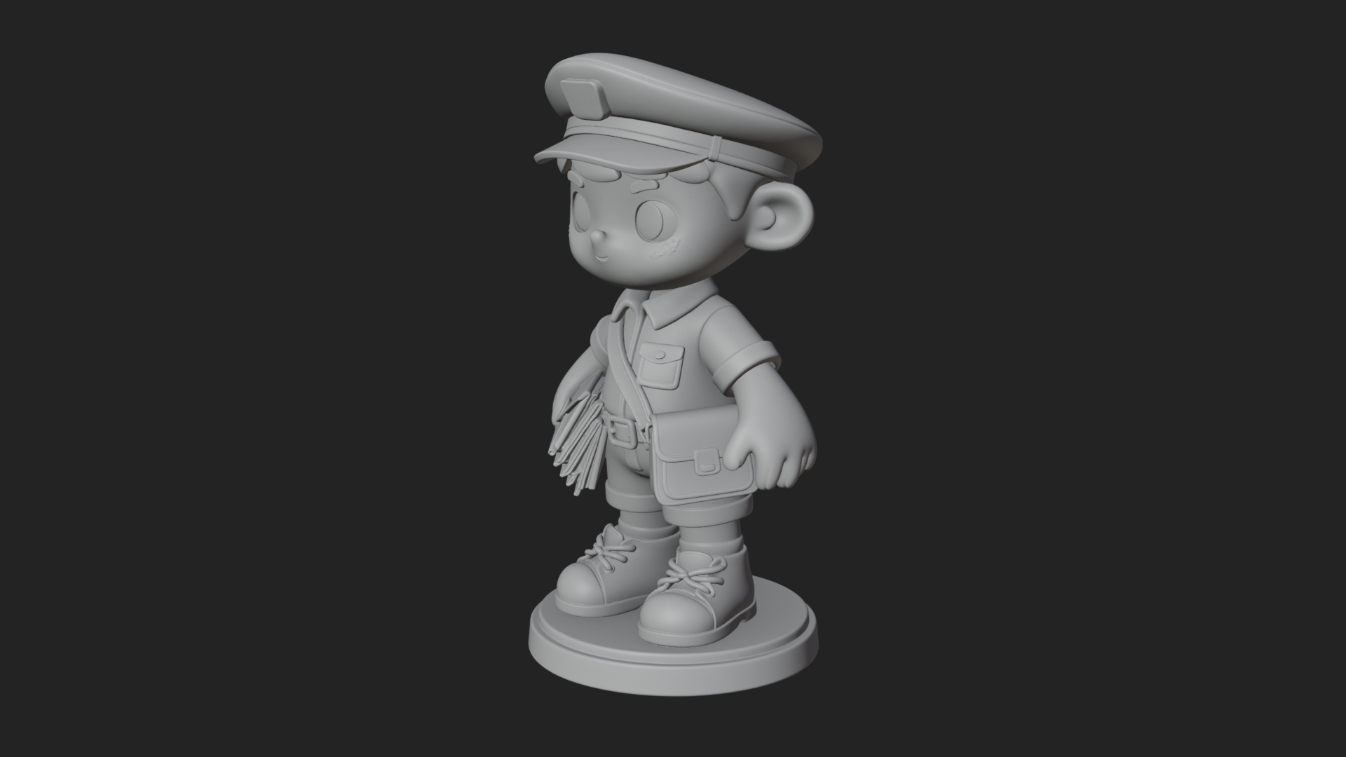 Chibi Mail Carrier Statue Design 3 3D Print Model 3D Model