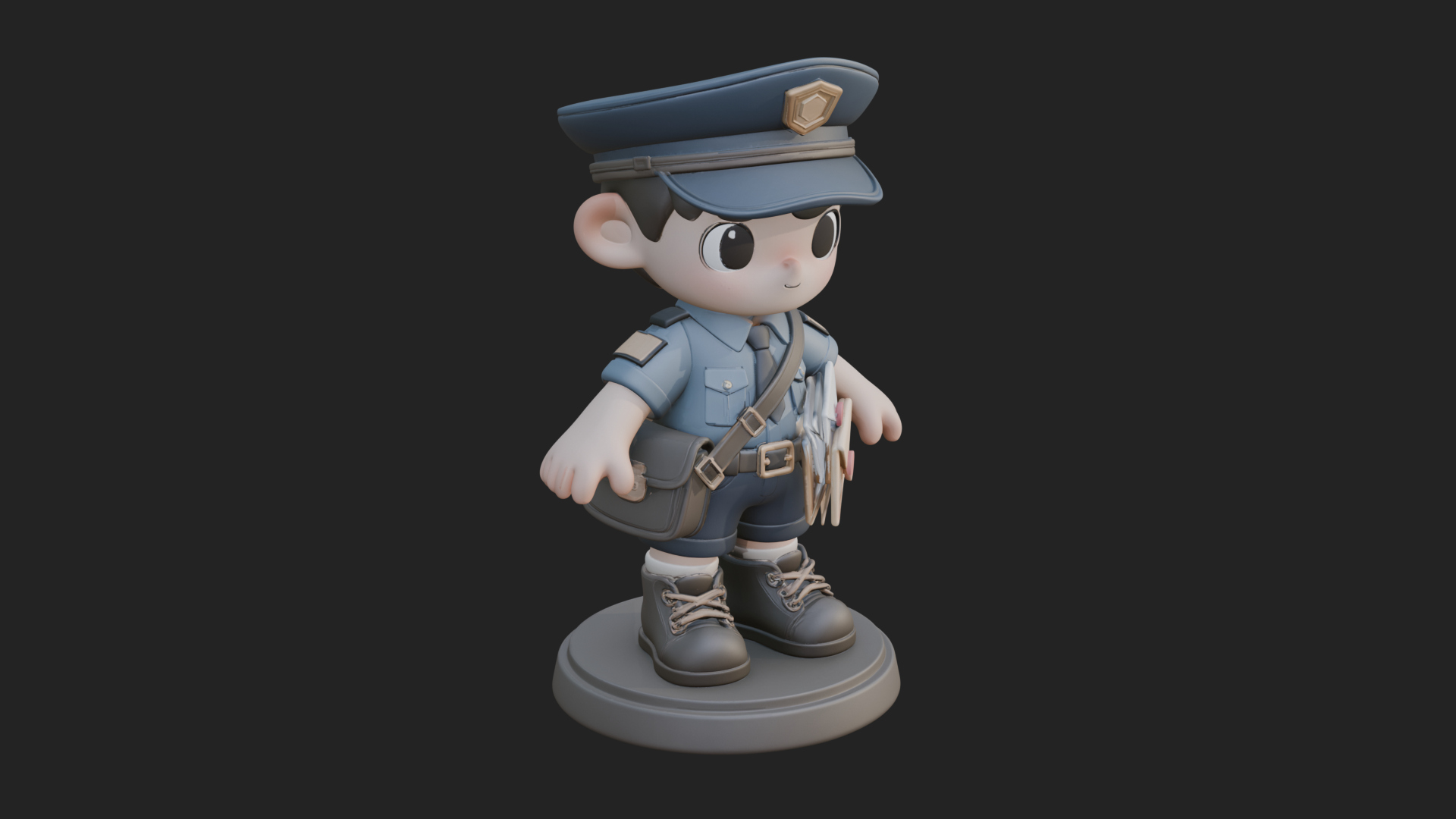 Chibi Mail Carrier Statue Design 4 3D Print Model 3D Model