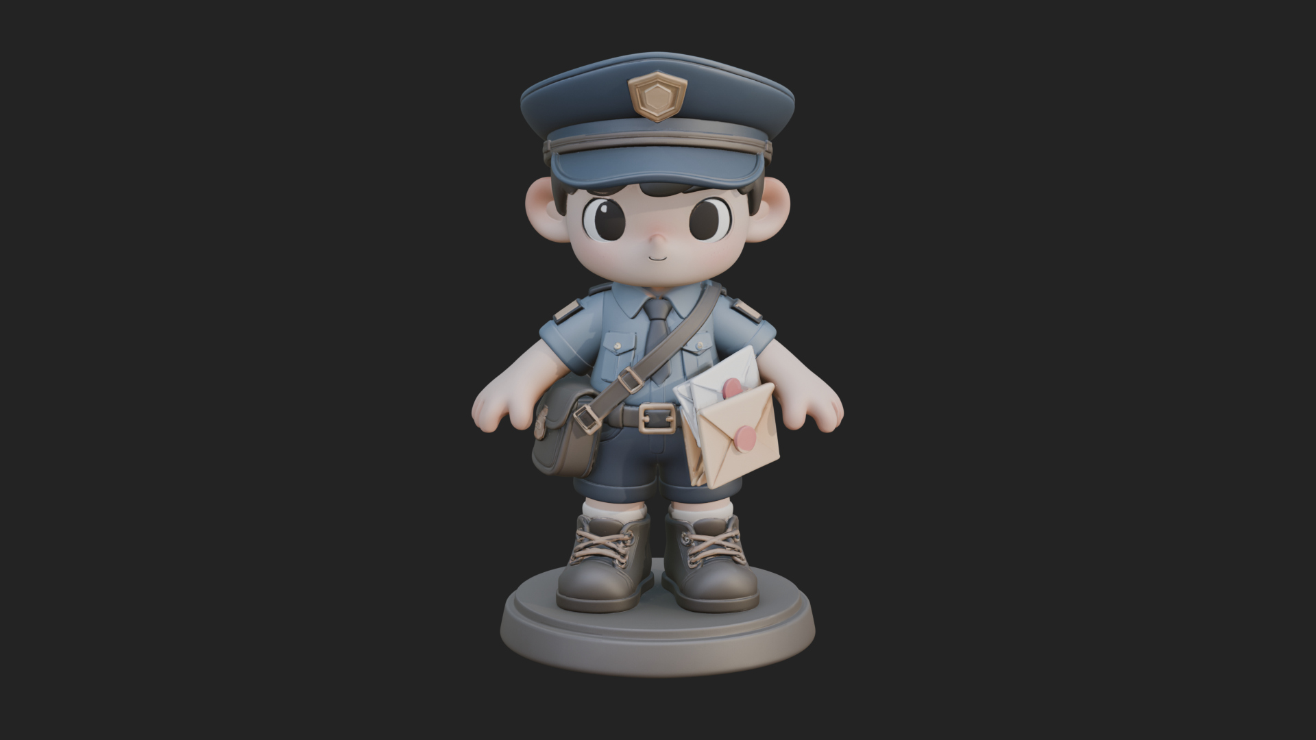 Chibi Mail Carrier Statue Design 4 3D Print Model 3D Model