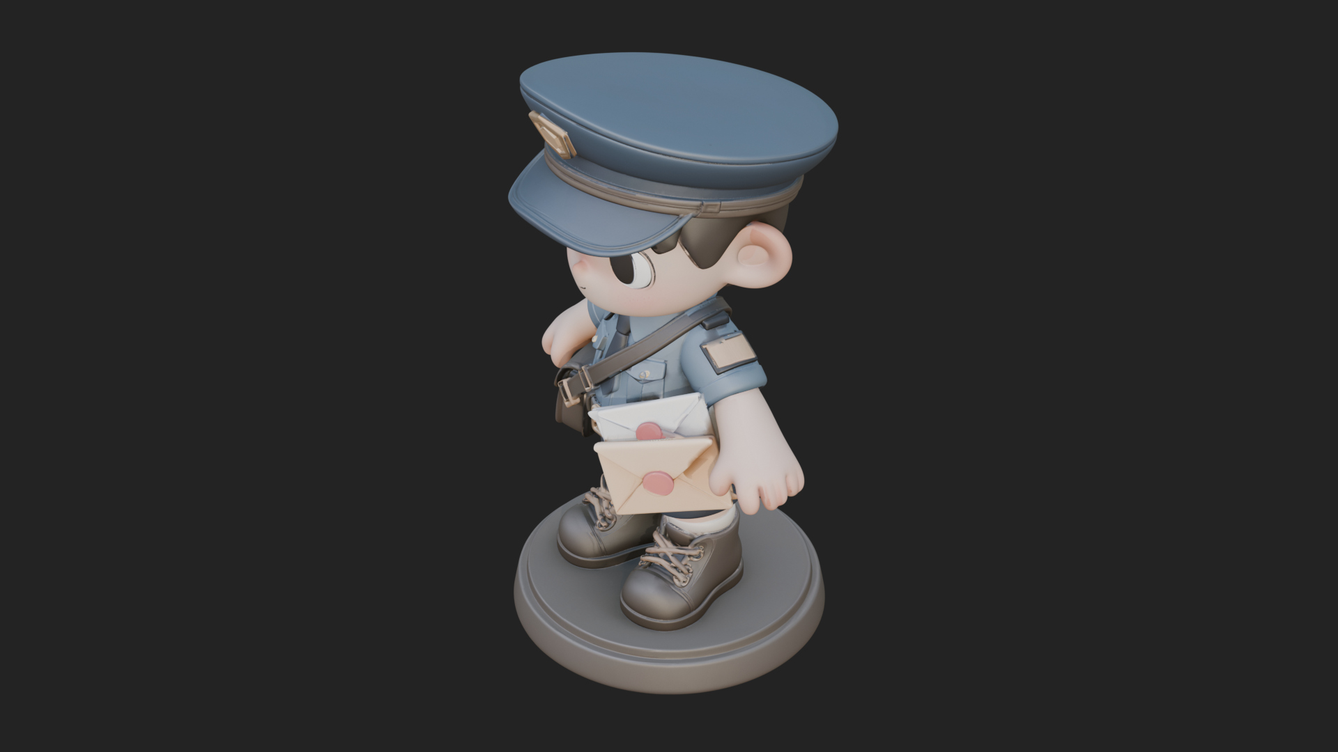 Chibi Mail Carrier Statue Design 4 3D Print Model 3D Model