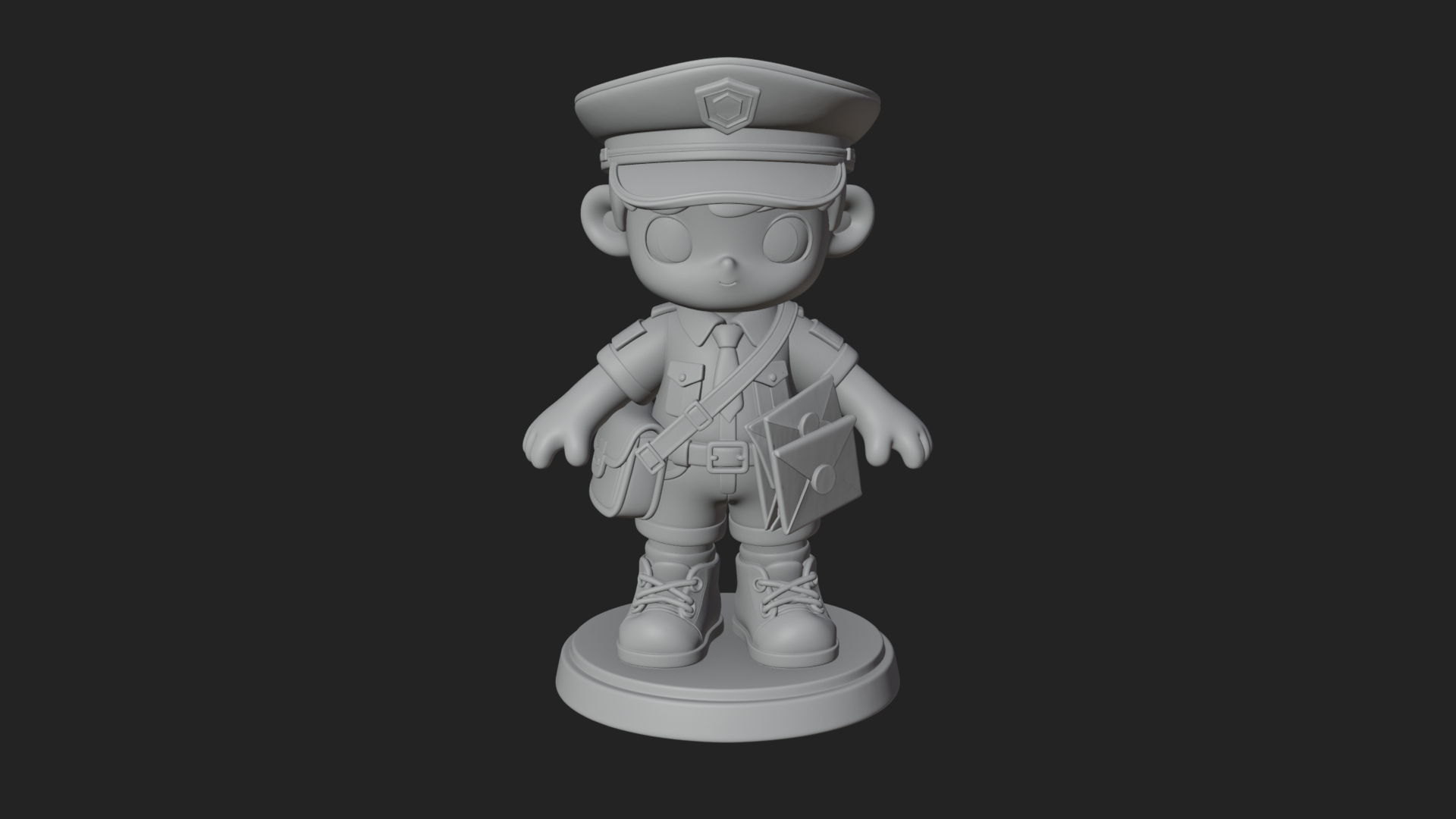 Chibi Mail Carrier Statue Design 4 3D Print Model 3D Model
