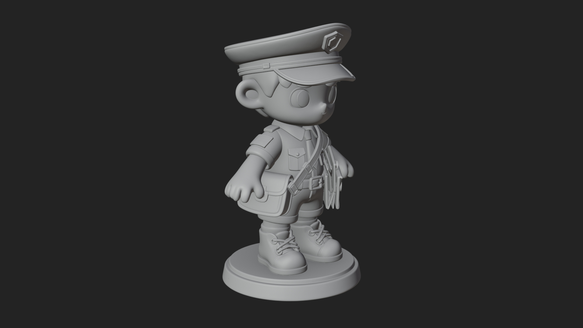 Chibi Mail Carrier Statue Design 4 3D Print Model 3D Model