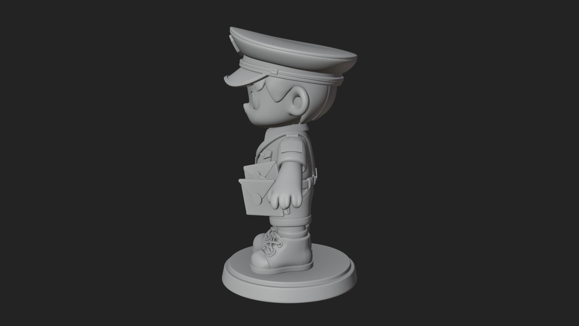 Chibi Mail Carrier Statue Design 4 3D Print Model 3D Model