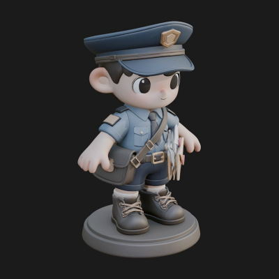 Chibi Mail Carrier Statue Design 4 3D Print Model