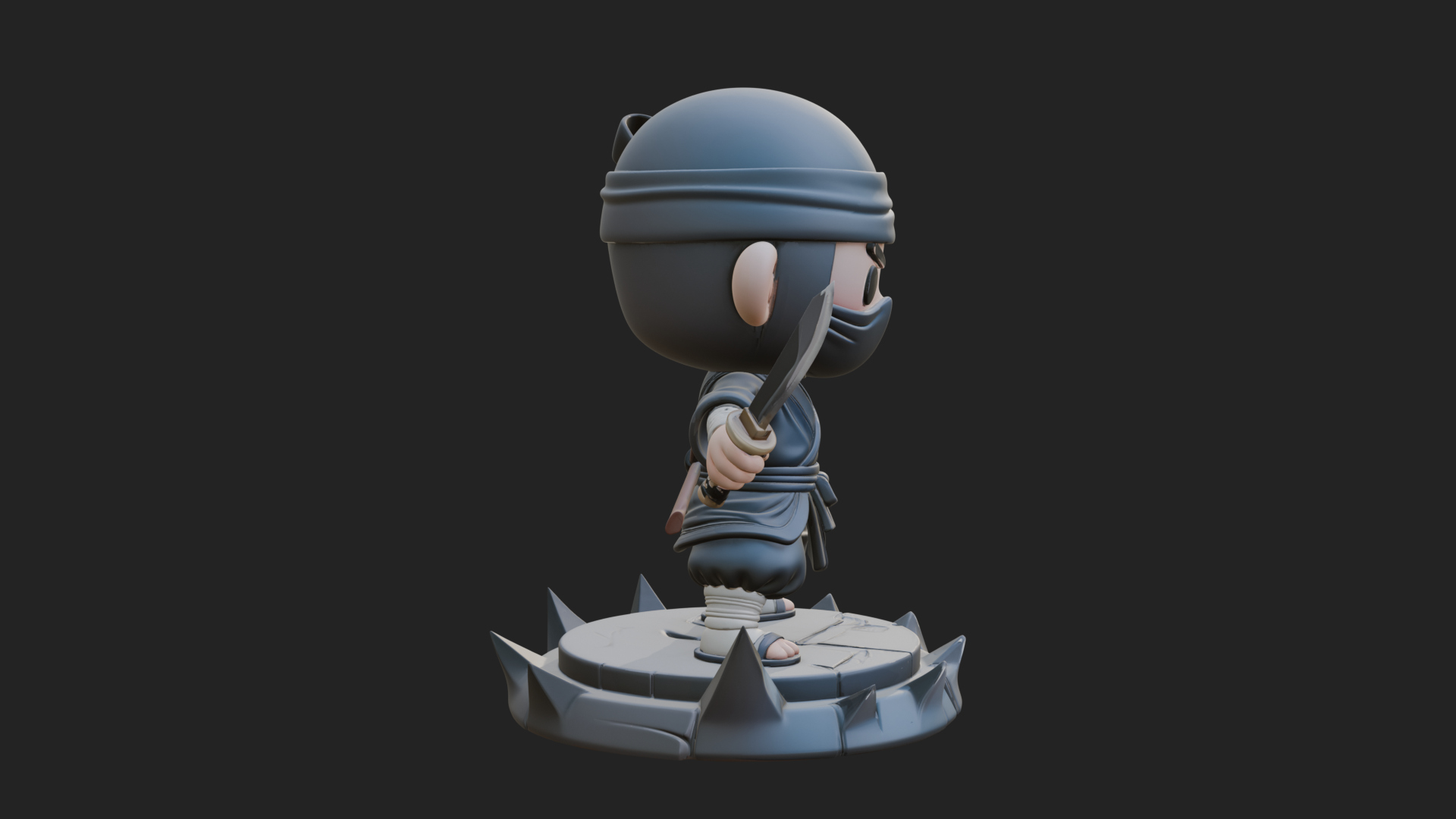 Chibi Masked Ninja Statue Design 1 3D Print Model 3D Model