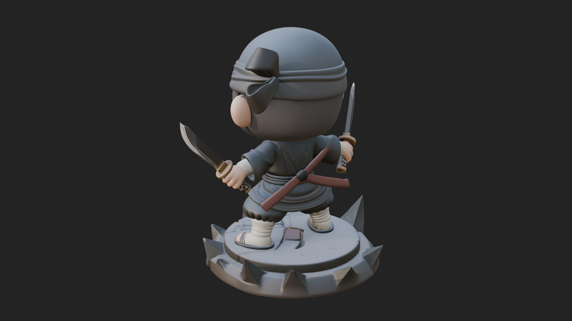 Chibi Masked Ninja Statue Design 1 3D Print Model 3D Model