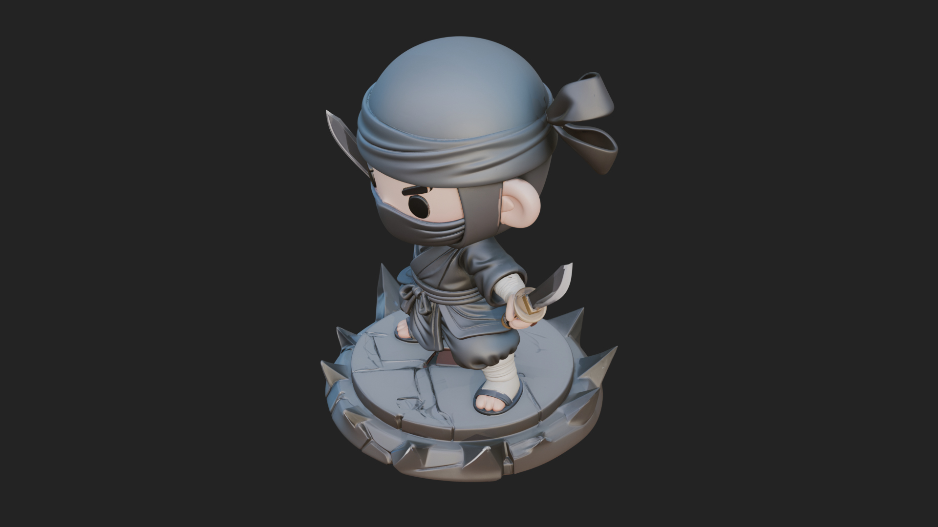 Chibi Masked Ninja Statue Design 1 3D Print Model 3D Model