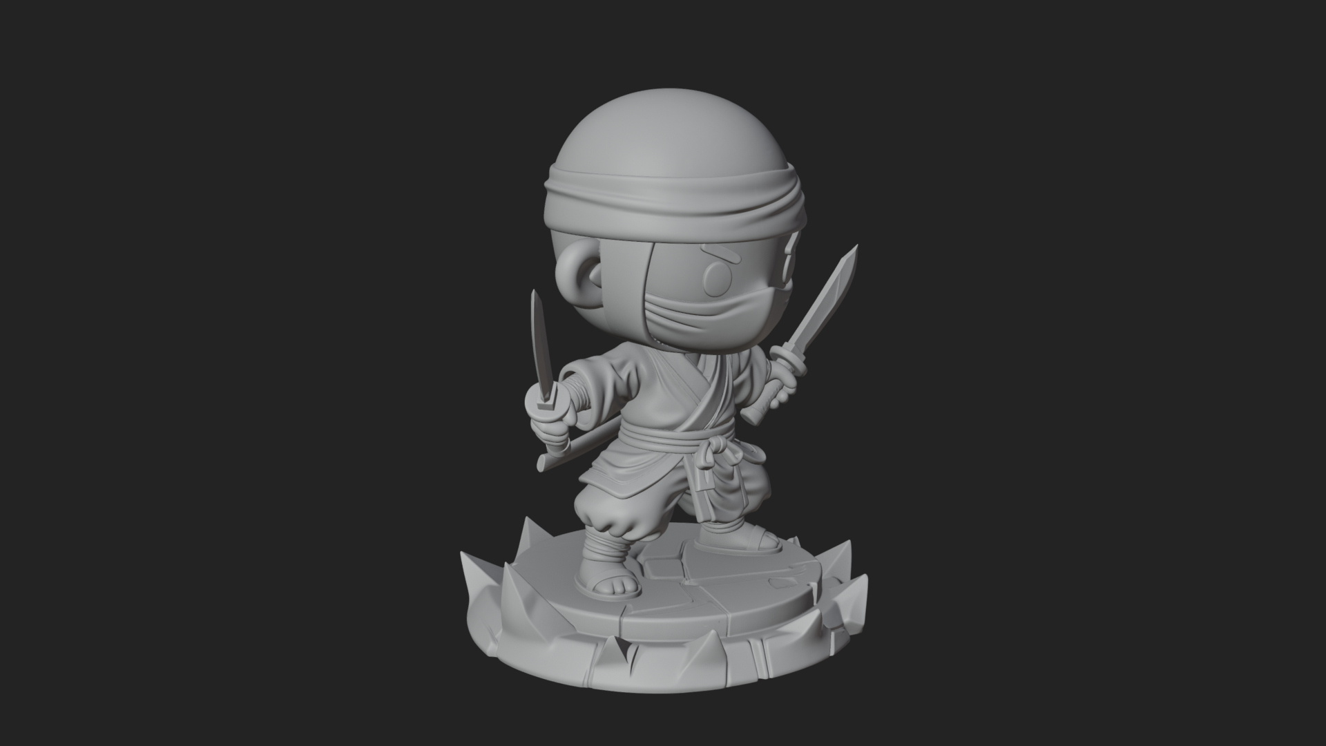 Chibi Masked Ninja Statue Design 1 3D Print Model 3D Model