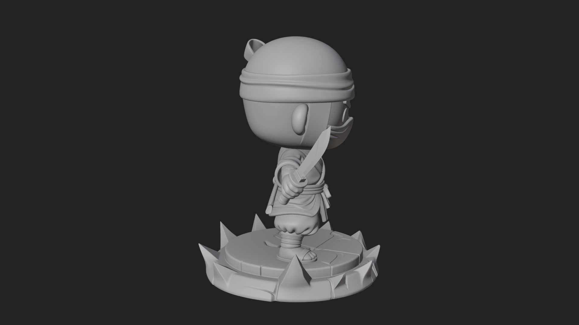 Chibi Masked Ninja Statue Design 1 3D Print Model 3D Model
