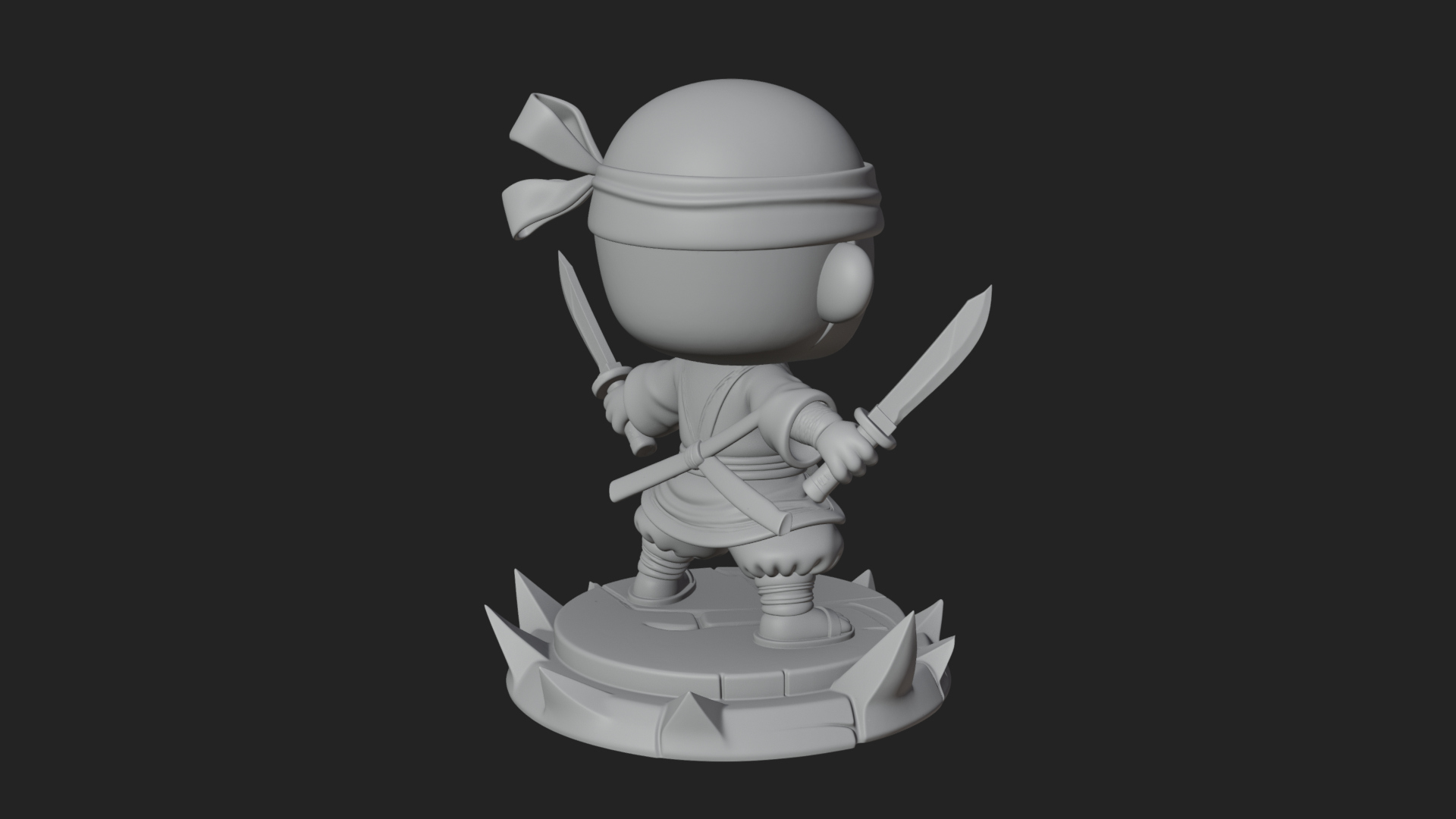Chibi Masked Ninja Statue Design 1 3D Print Model 3D Model