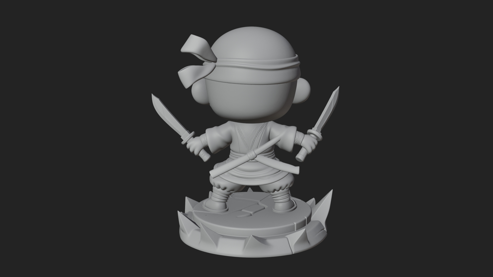 Chibi Masked Ninja Statue Design 1 3D Print Model 3D Model
