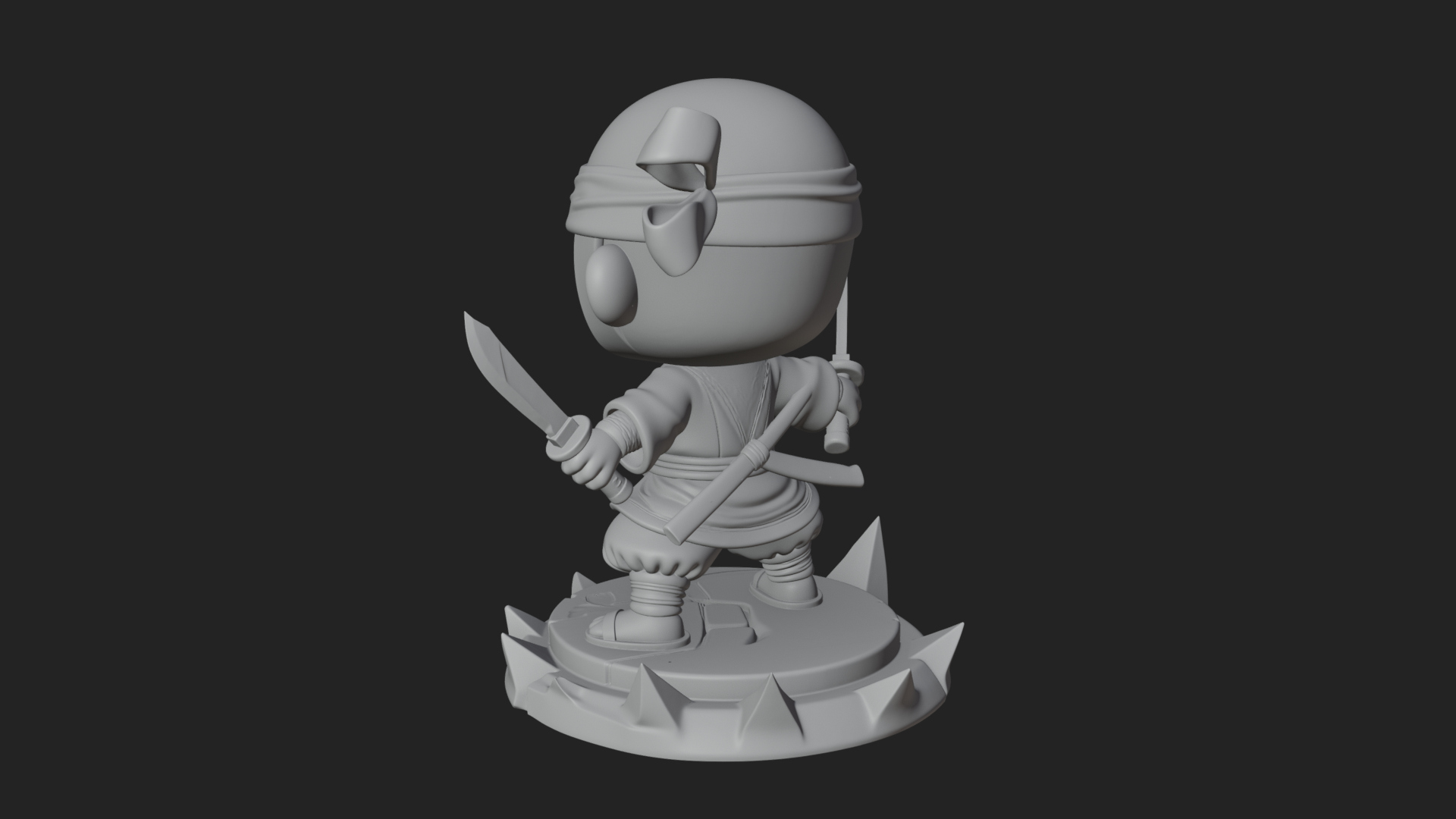 Chibi Masked Ninja Statue Design 1 3D Print Model 3D Model