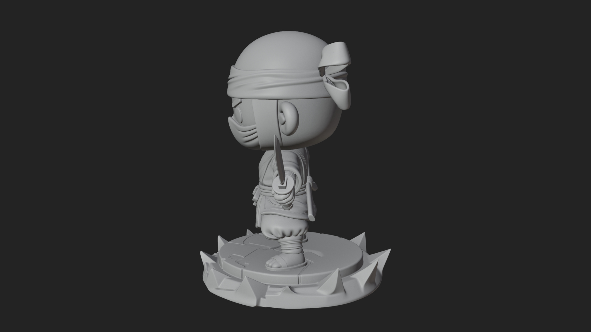 Chibi Masked Ninja Statue Design 1 3D Print Model 3D Model