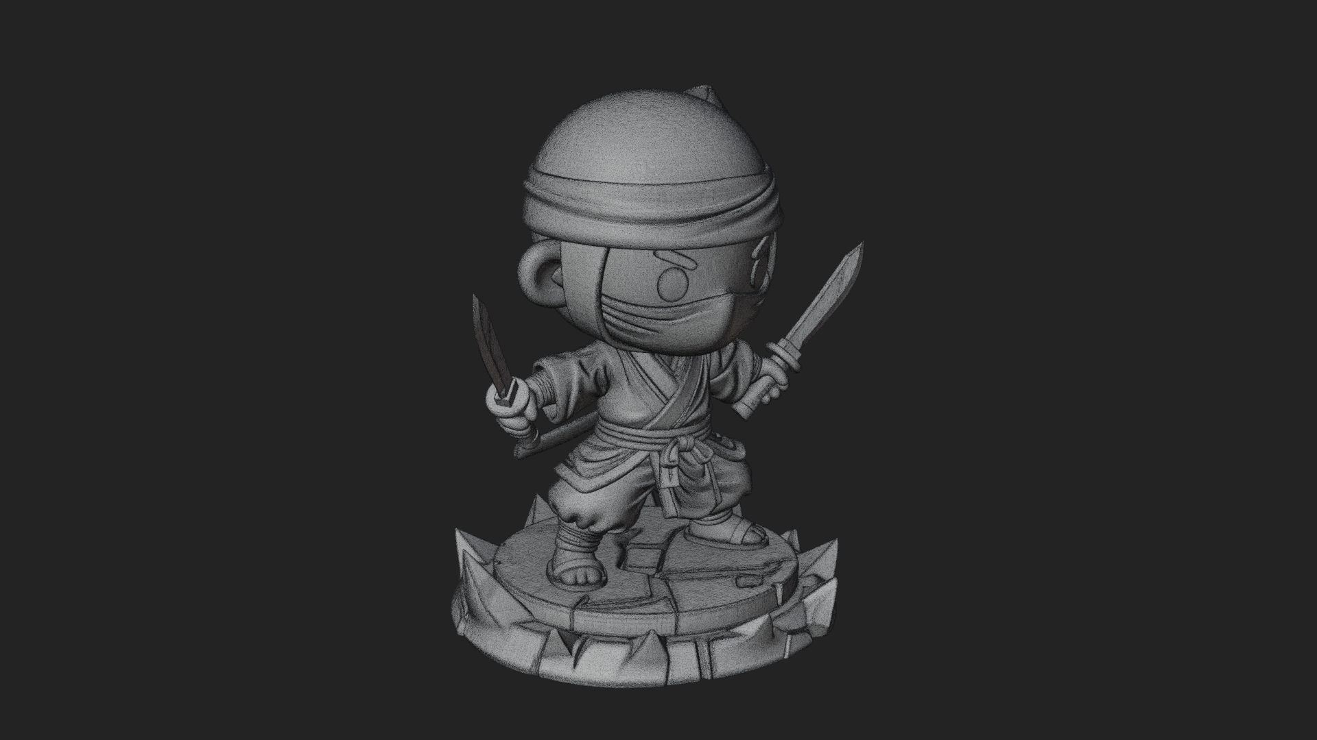 Chibi Masked Ninja Statue Design 1 3D Print Model 3D Model