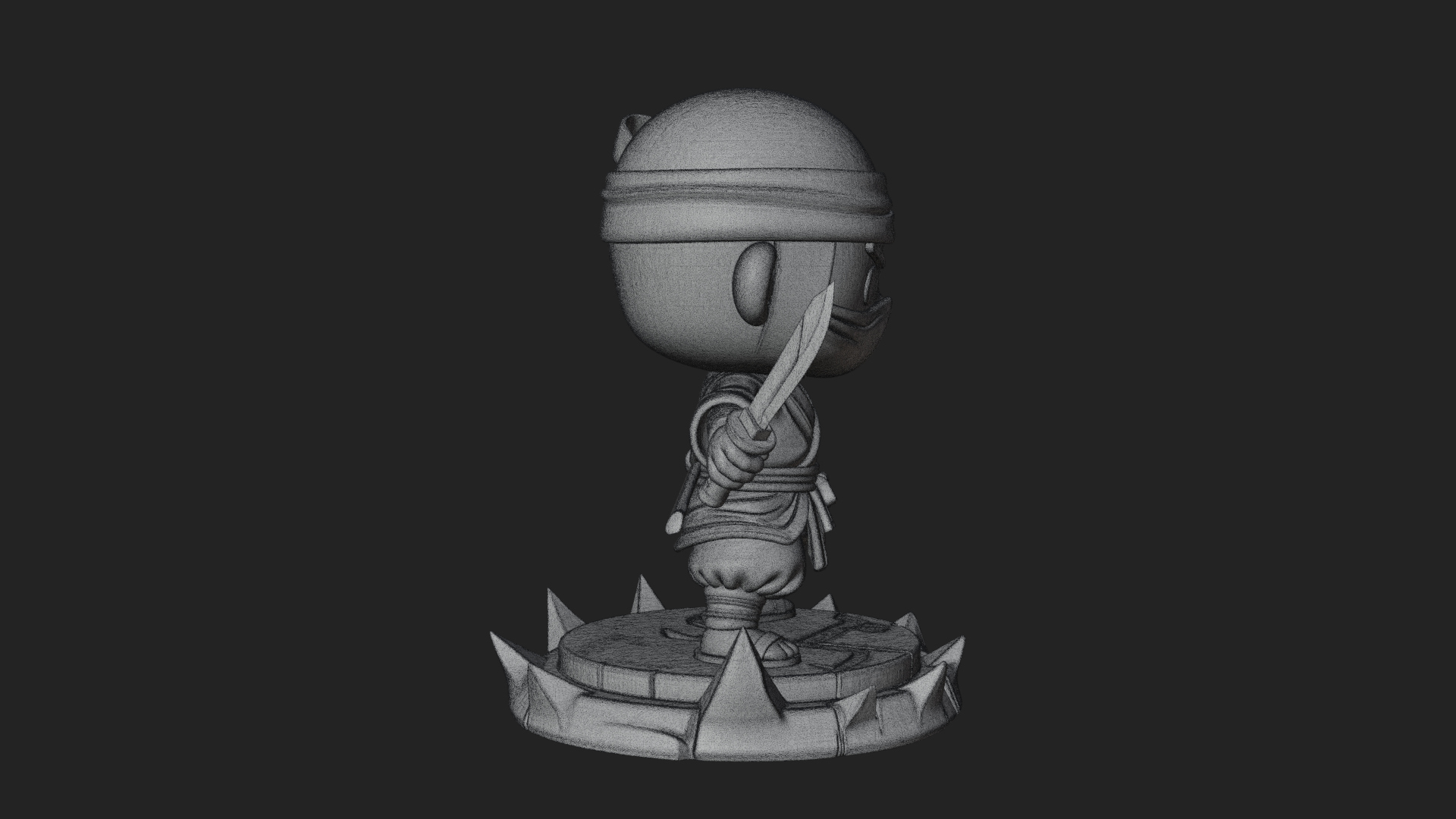 Chibi Masked Ninja Statue Design 1 3D Print Model 3D Model