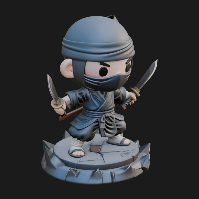 Chibi Masked Ninja Statue Design 1 3D Print Model